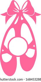 Ballerina shoes, Ballet monogram shoes, Ballet pointes shoes, Isolated on white, Isolated illustration,