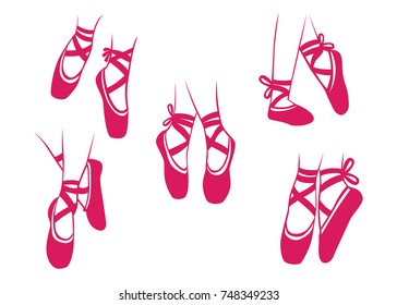ballerina shoes and feet poses set
