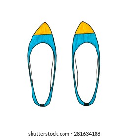 Ballerina shoes. Hand drawn fashion illustration.