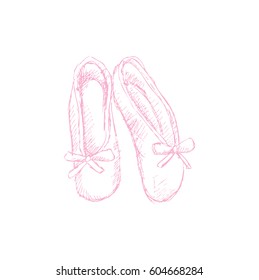 Ballerina Shoes Sketch Style Stock Vector (Royalty Free) 604668284