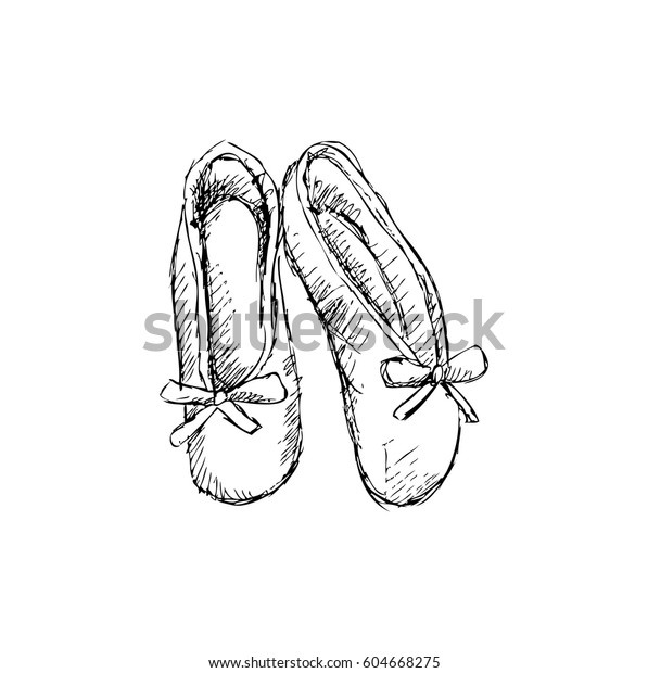 Ballerina Shoes Sketch Style Stock Vector (Royalty Free) 604668275