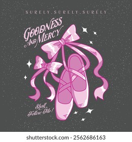 Ballerina shoes Sketchy style with bow graphic tee t shirt or sweatshirt design, woman Cute t-shirt print,vintage poster design, girl fashion, girls print, girl prints t shirt, young girl,style