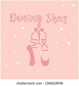 ballerina shoes star pink pearl girl tee illustration art vector 