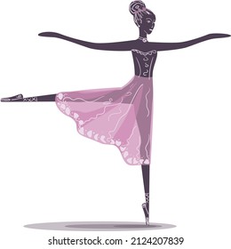 Ballerina silhouette ballet dance poses. I love ballet. Vector illustration 