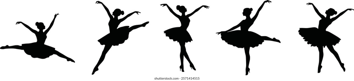 Ballerina silhouette ballet dance poses, silhouette ballerina dancer.