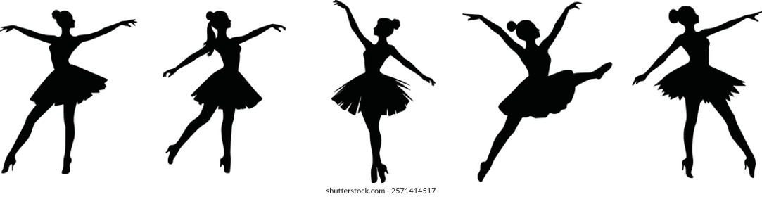 Ballerina silhouette ballet dance poses, silhouette ballerina dancer.