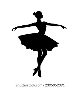 Ballerina-Silhouette. Ballerina, schwarz Symbol auf weißem Hintergrund