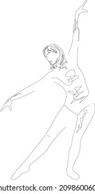 Ballerina. Silhouette of a cute lady, she is dancing ballet. Illustration vector.