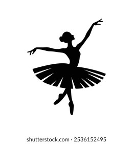 Ballerina silhouette dancer isolated on white background. Female ballet dancers logo. Vector illustration