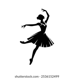 Ballerina silhouette dancer isolated on white background. Female ballet dancers logo. Vector illustration