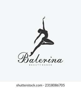 Ballerina silhouette, dancer moving in pointe and tutu.