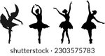 Ballerina silhouette Dancers isolated on white background. Vector female ballet dancers.