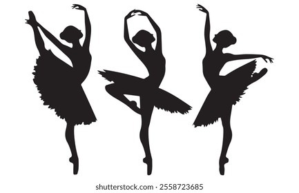 Ballerina silhouette Dancers isolated on white background. Vector female ballet dancers vector.