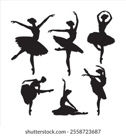 Ballerina silhouette Dancers isolated on white background. Vector female ballet dancers vector.