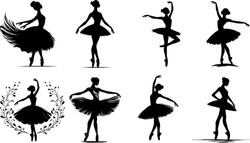 Ballerina Silhouette EPS Dancin Ballerina Vector Illustration