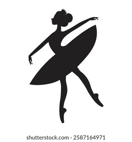 Ballerina in silhouette flat vector illustration isolated on white background