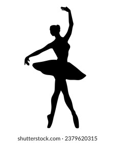 Ballerina, silhouette, graceful lines, dance, ballet steps. Grace of movements, logo, icon