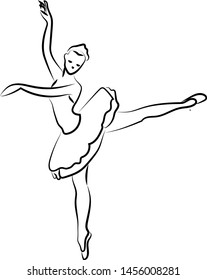 Ballerina silhouette, illustration, vector on white background.