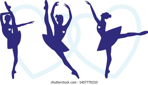 Ballerina silhouette isolated on white background. Vector female ballet dancer.