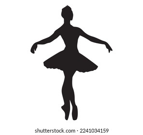 Ballerina silhouette isolated on white background. Vector illustration
