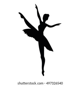 Ballerina silhouette isolated on white background. Vector female ballet dancer. 