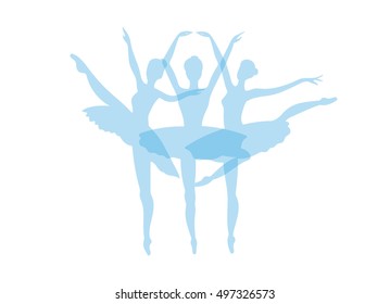 Ballerina silhouette isolated on white background. Vector female ballet dancer. 