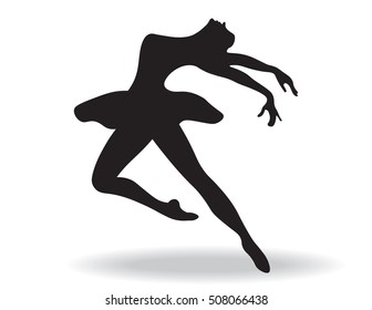 Ballerina silhouette isolated on white background. Vector female ballet dancer.