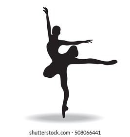Ballerina silhouette isolated on white background. Vector female ballet dancer.