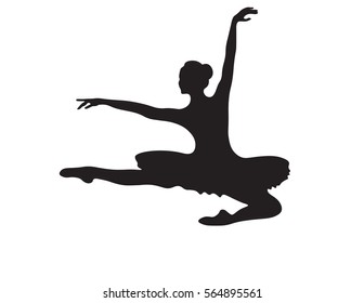 Ballerina silhouette isolated on white background. Vector female ballet dancer.