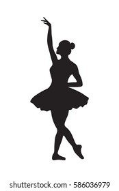 Ballerina silhouette isolated on white background. Vector female ballet dancer.