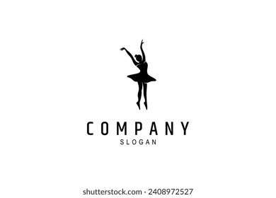 Ballerina silhouette logo flat vector design on white background