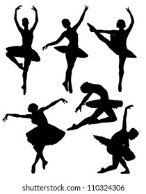 Ballerina silhouette on white background