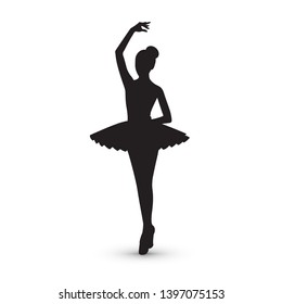 Ballerina silhouette on white background