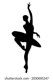 Ballerina silhouette on white background.