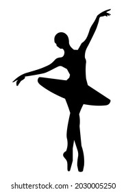 Ballerina silhouette on white background.