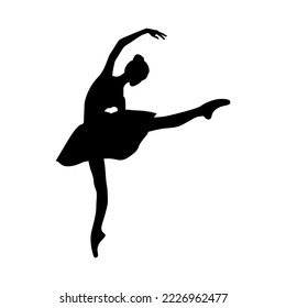 Ballerina silhouette on white background. Vector ballet girl. Dance on the tips of toes