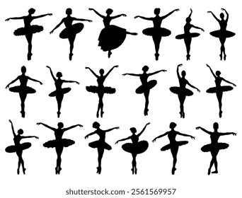 Ballerina silhouette on white background