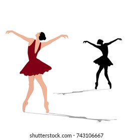 Ballerina silhouette on a white background