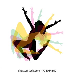 Ballerina silhouette on a white background, vector