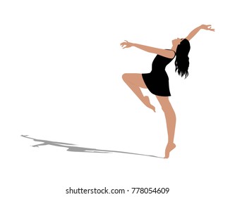 Ballerina silhouette on a white background, vector