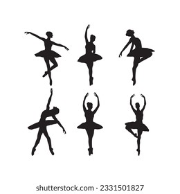 ballerina silhouette set. ballet dancer silhouette