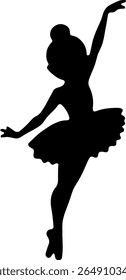 Ballerina Silhouette Vector Black Dance Pose Clipart on White Background