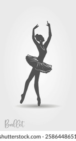 Ballerina silhouettes vector illustration. Beautiful female ballet dancer. Isolated on white background.