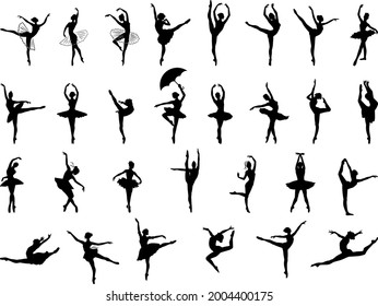 Ballerina Silhoutte Vector. Female Gymnastic  Illustration.