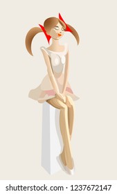 Ballerina sitting flat illustration vector isolated