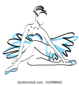 Ballerina sitting. vector in the style of minimalism