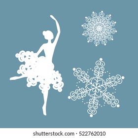 ballerina in snowflake skirt vector illustration