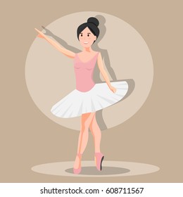 Ballerina in spotlight on brown background