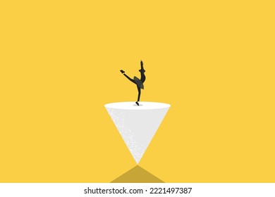 ballerina stand balancing on triangle. work life balance career opportunity vector symbol. Job opportunity and career.