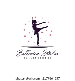 Ballerina In The Stars Logo Design Template